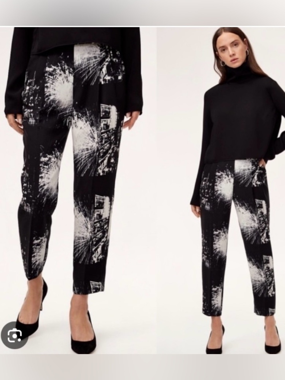 Aritzia Babaton Cohen Tapered Pants City Lights /Fireworks Print CroppedSize 10